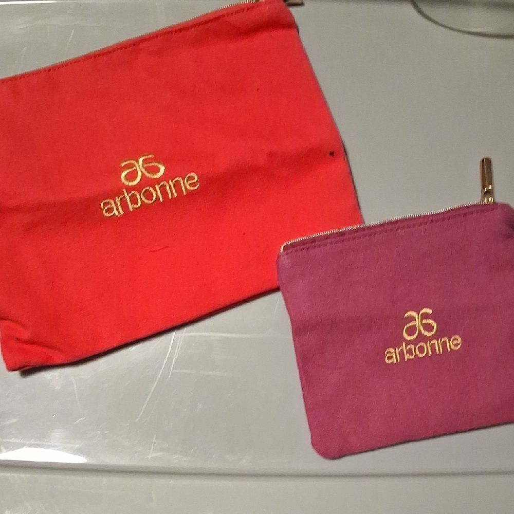 Arbonne Red and Purple Pouch Set